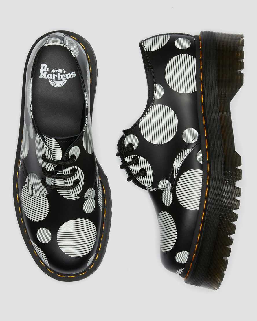 schwarze dr. martens 1461 polka dot glatte herren-plateauschuhe