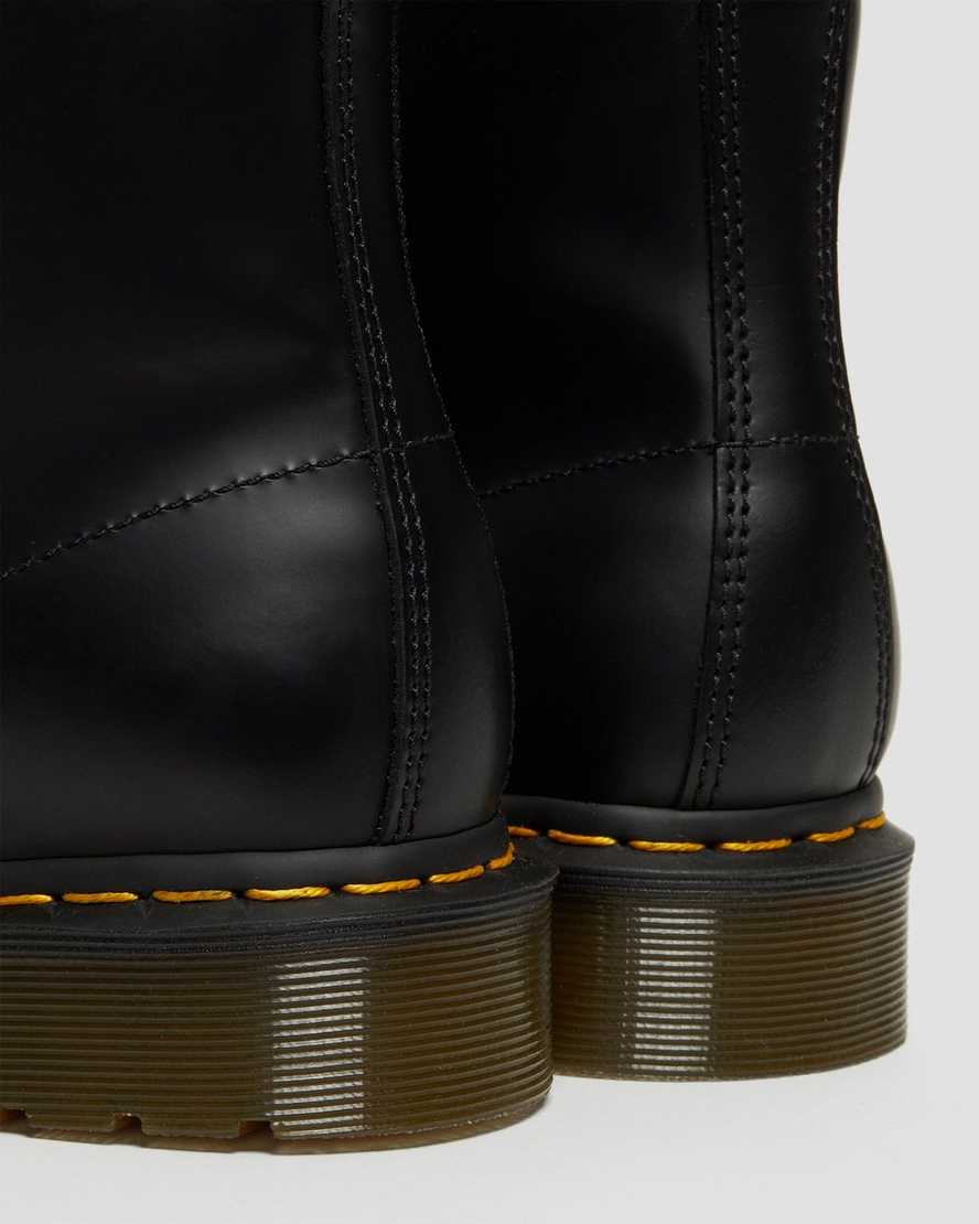 schwarze dr. martens 101 yellow stitch smooth damen-ankle-boots