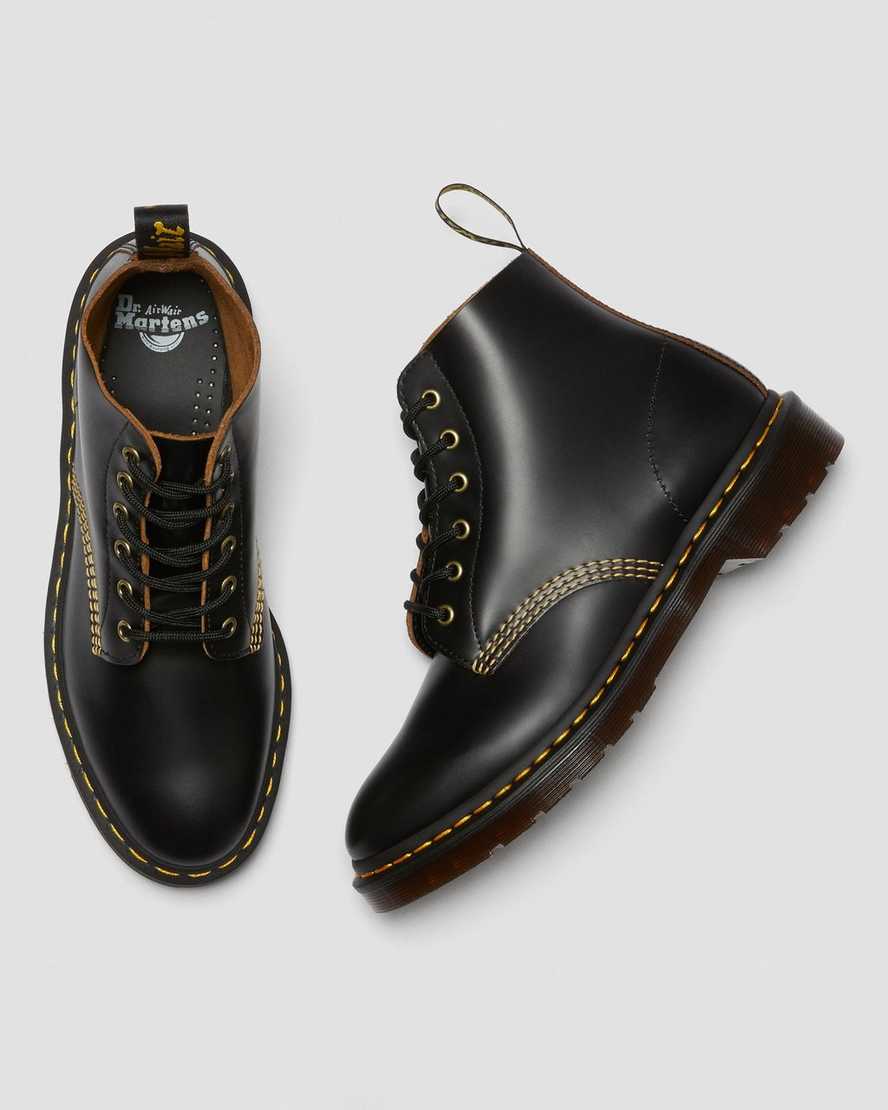 schwarze dr. martens 101 vintage smooth damen-ankle-boots