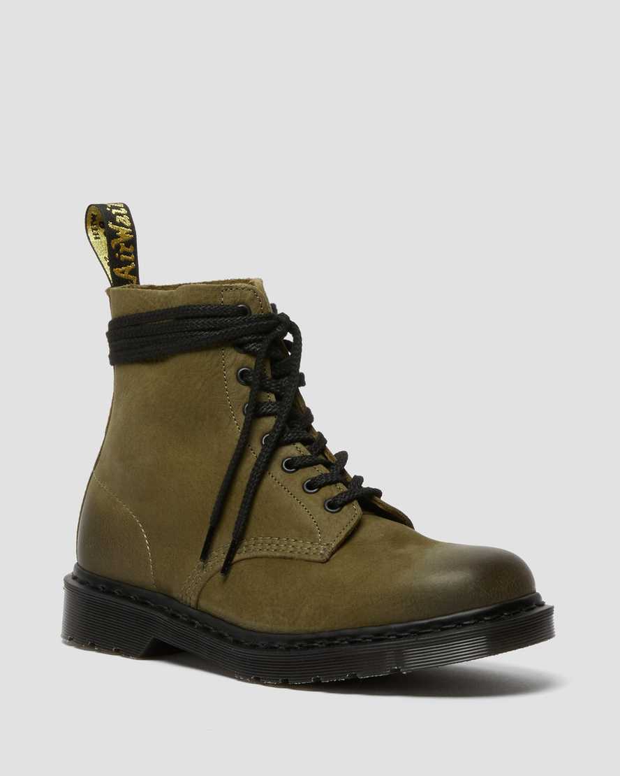 olivgrüne dr. martens 1460 pascal titan damen-freizeitstiefel hergestellt in england