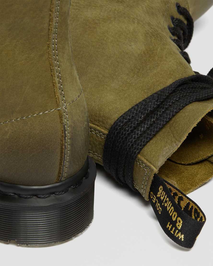 olivgrüne dr. martens 1460 pascal titan damen-freizeitstiefel hergestellt in england