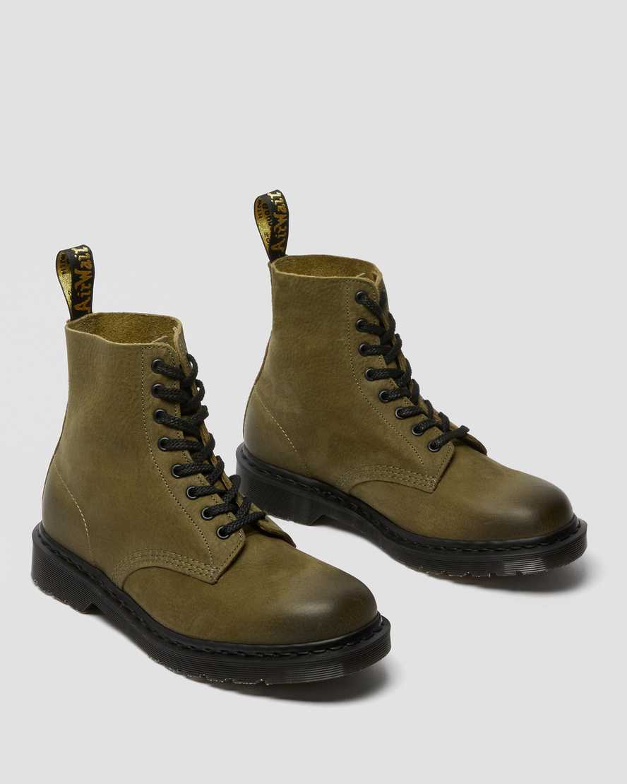 olivgrüne dr. martens 1460 pascal titan damen-freizeitstiefel hergestellt in england