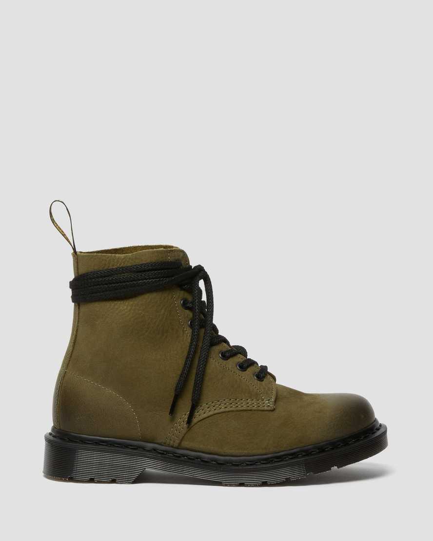olivgrüne dr. martens 1460 pascal titan damen-freizeitstiefel hergestellt in england