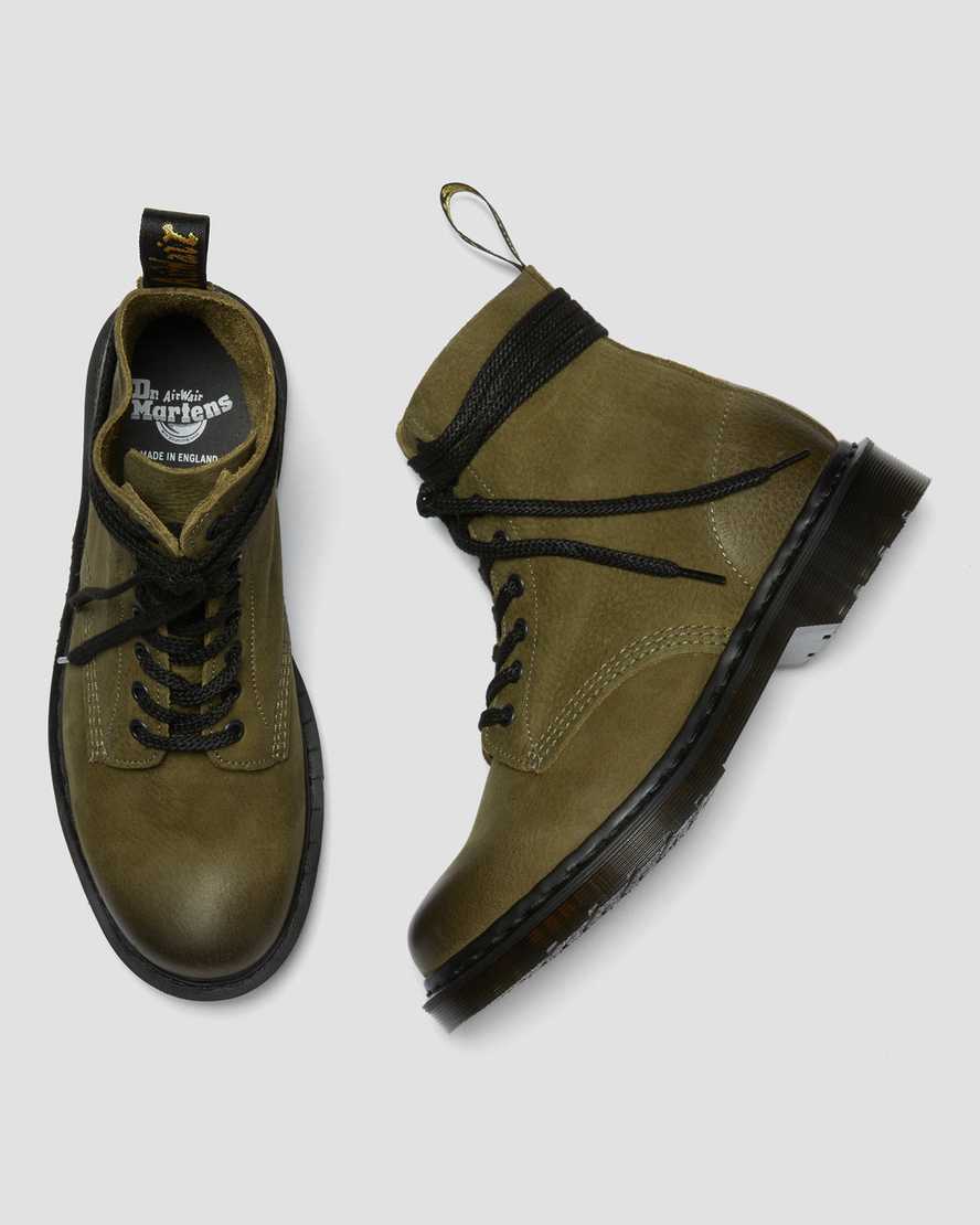 olivgrüne dr. martens 1460 pascal titan damen-freizeitstiefel hergestellt in england