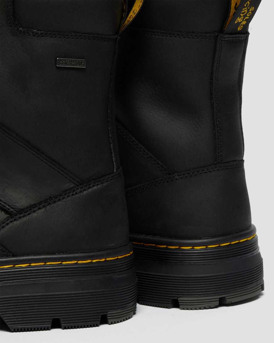schwarze dr. martens iowa wasserdichte damen-freizeitstiefel aus poly