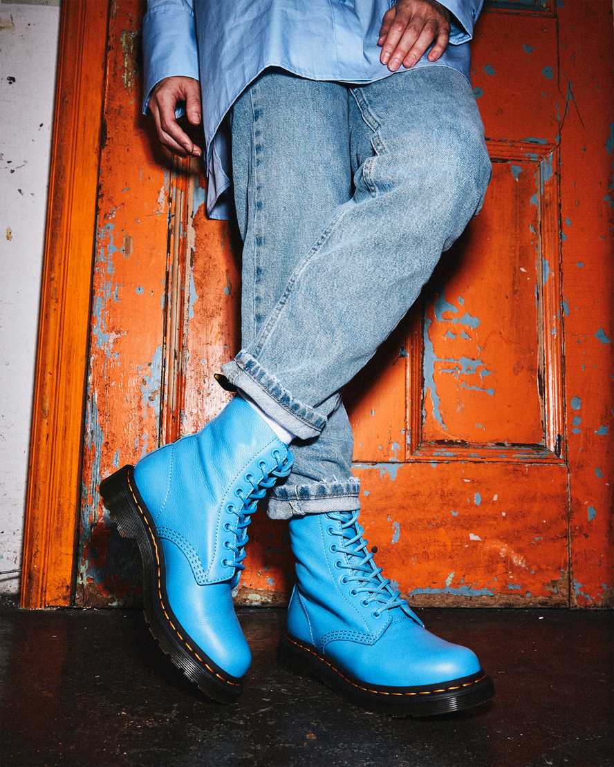 blaue dr. martens 1460 pascal virginia damen-freizeitstiefel