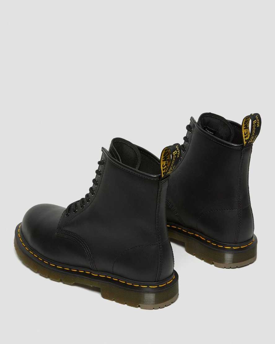 schwarze dr. martens 1460 damen-freizeitstiefel mit rutschfester stahlkappe