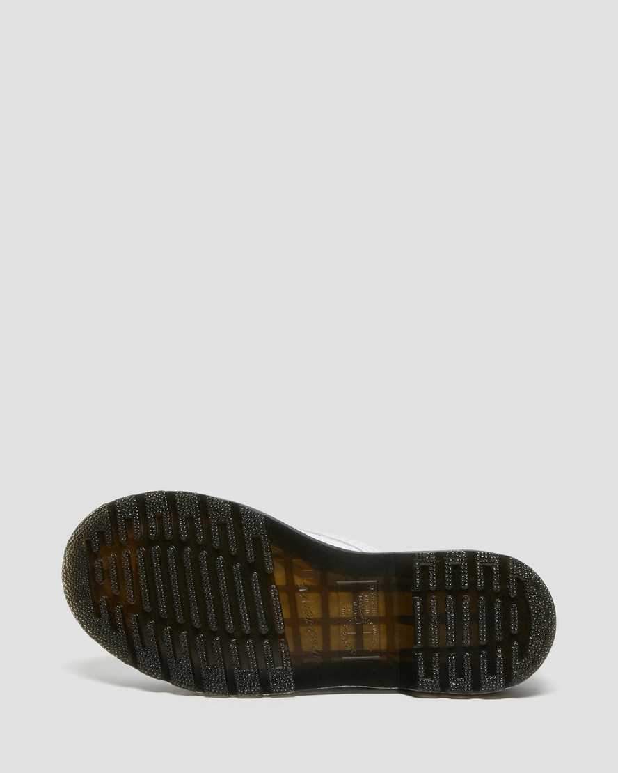 weiße dr. martens 1460 lackleder-freizeitstiefel mit krokodilprägung für damen