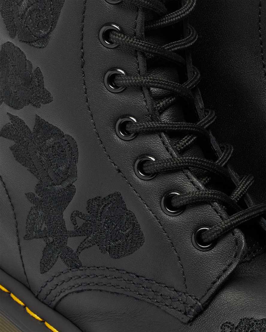 schwarze dr. martens 1460 vonda mono floral damen-freizeitstiefel