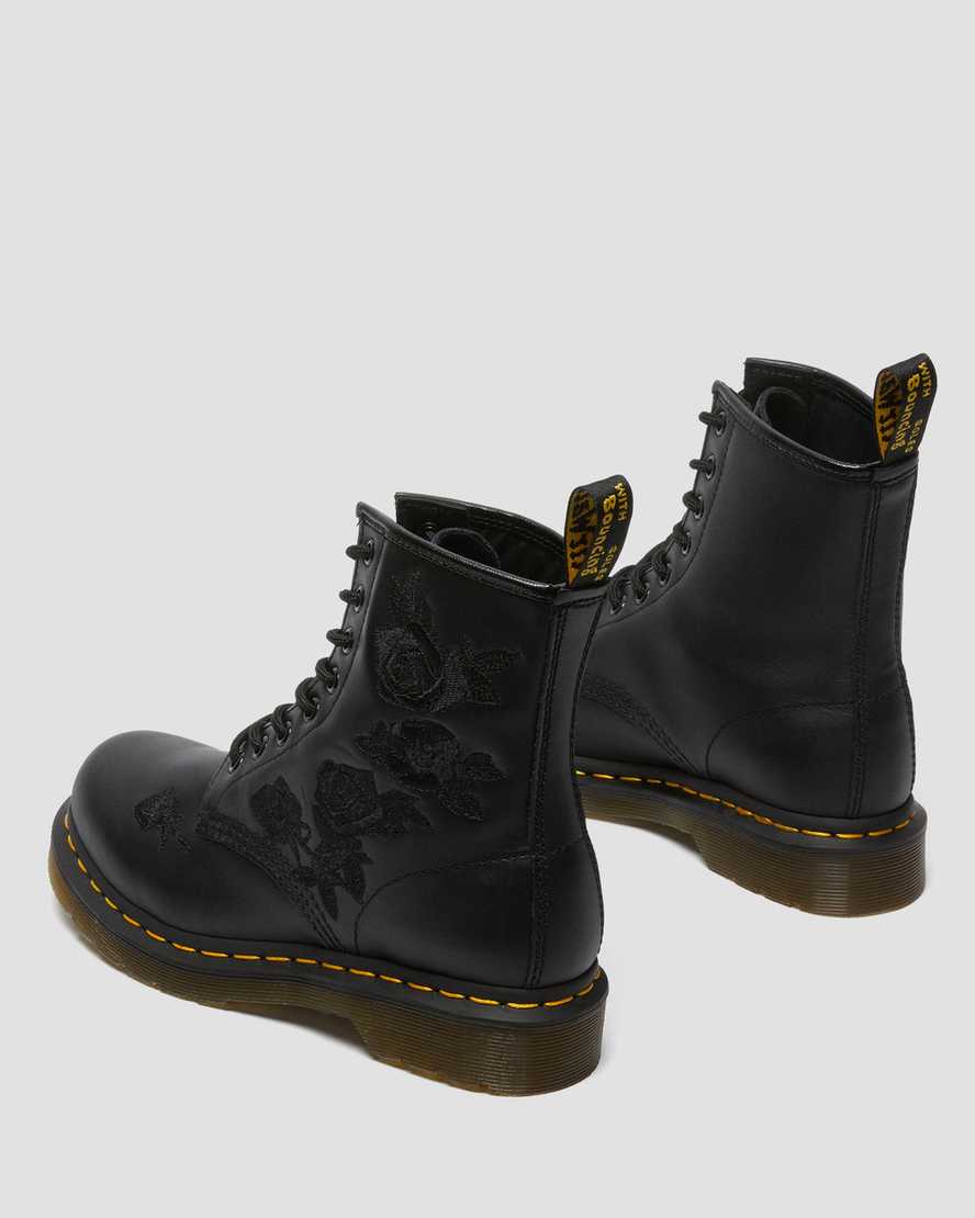 schwarze dr. martens 1460 vonda mono floral damen-freizeitstiefel