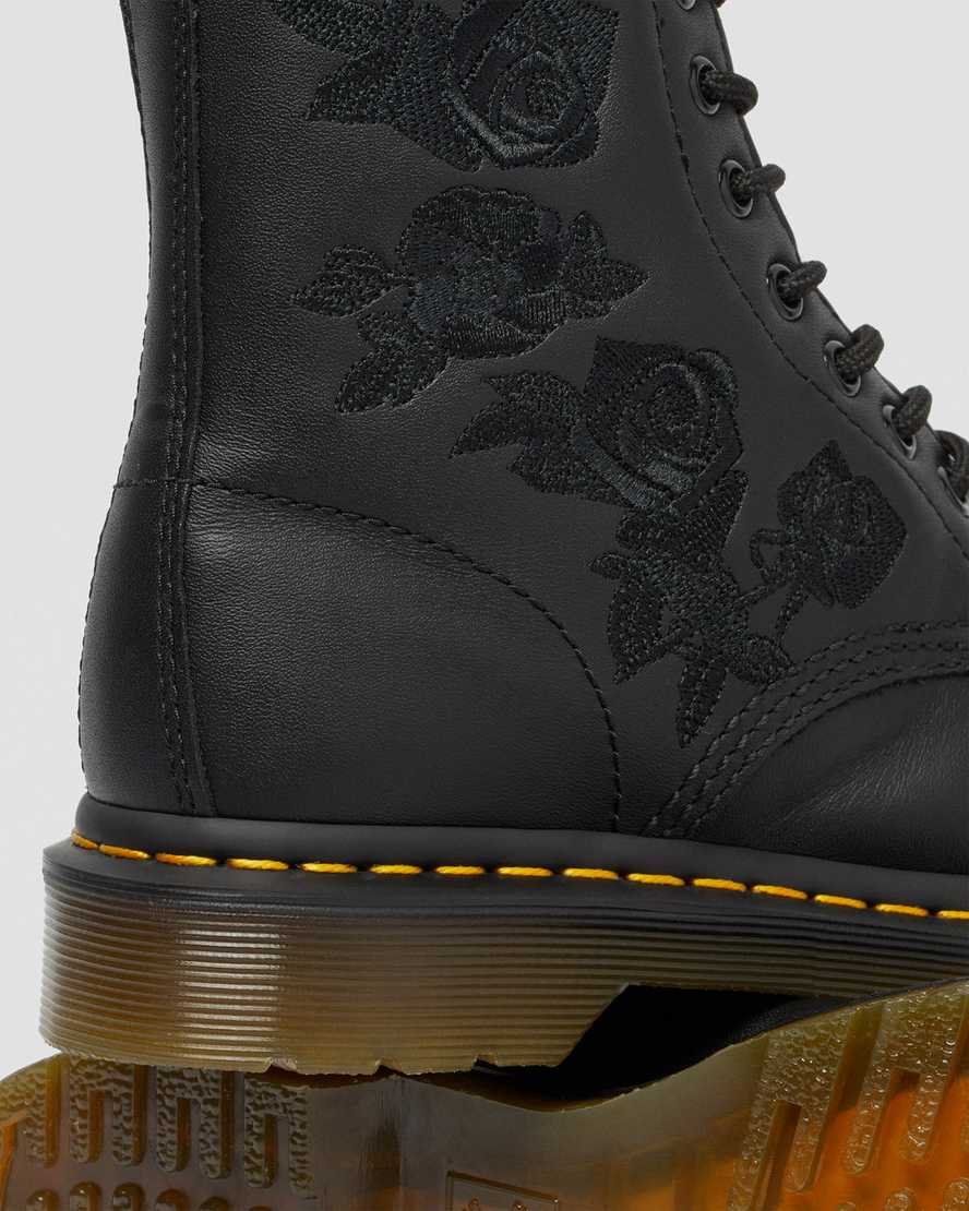 schwarze dr. martens 1460 vonda mono floral damen-freizeitstiefel