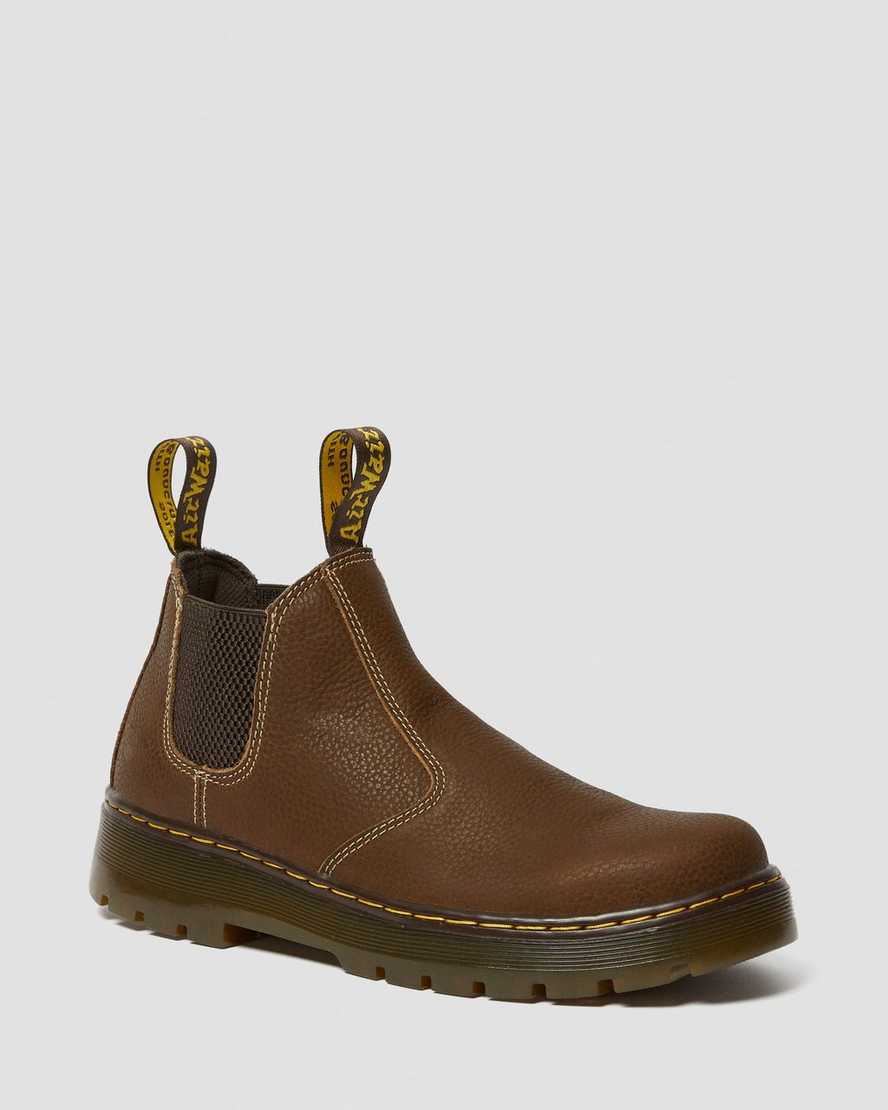 braune dr. martens hardie work chelsea boots für damen