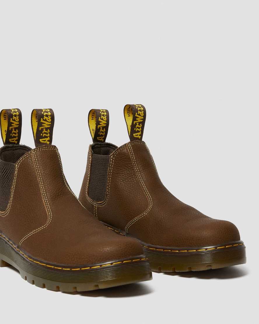 braune dr. martens hardie work chelsea boots für damen