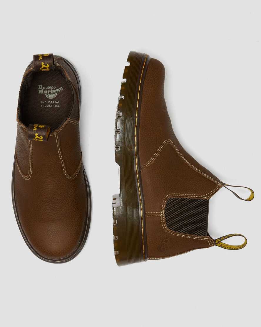 braune dr. martens hardie work chelsea boots für damen