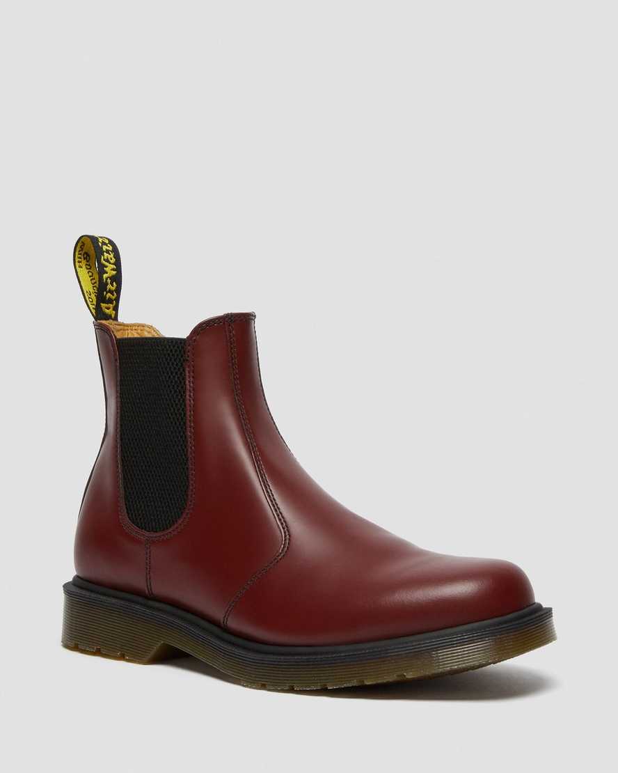 rote dr. martens 2976 smooth chelsea boots für damen