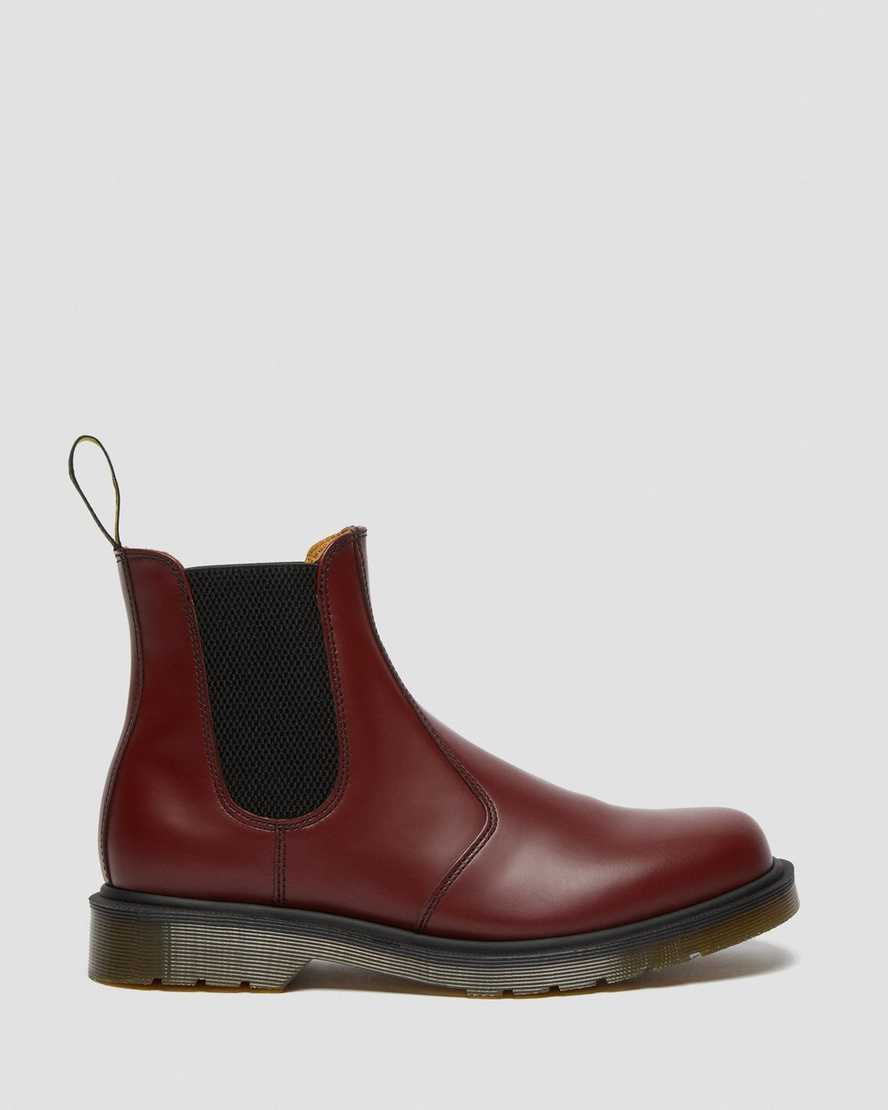 rote dr. martens 2976 smooth chelsea boots für damen