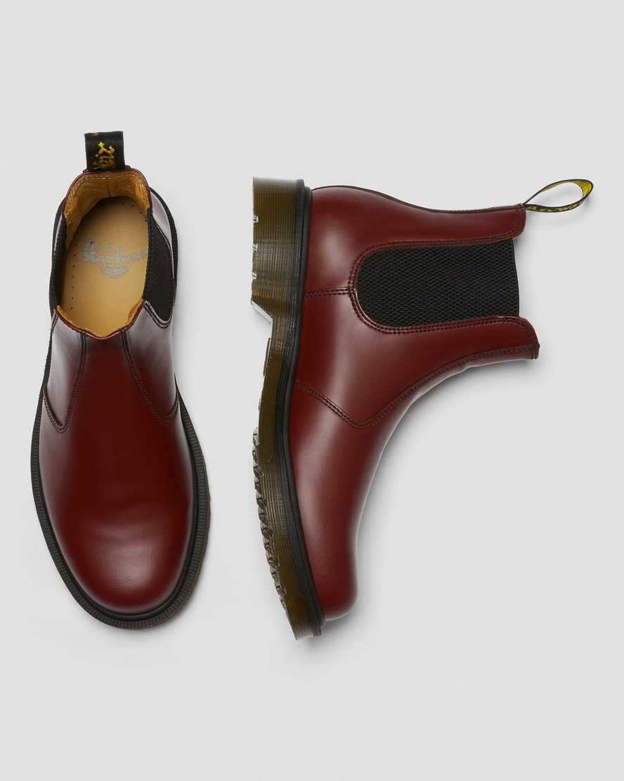 rote dr. martens 2976 smooth chelsea boots für damen