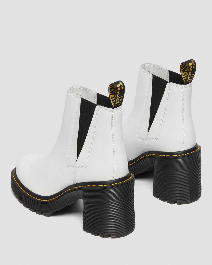 weiße dr. martens spence chelsea boots mit ausgestelltem absatz für damen