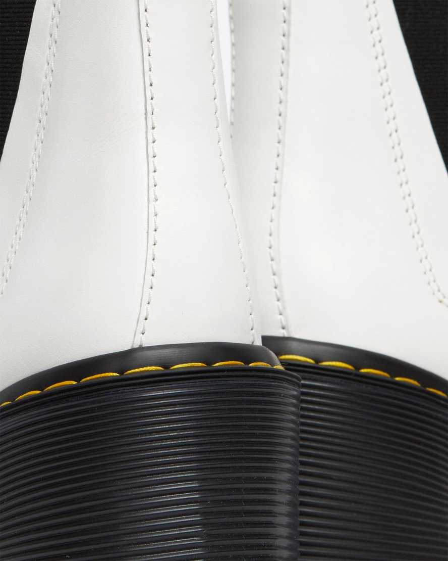weiße dr. martens spence chelsea boots mit ausgestelltem absatz für damen