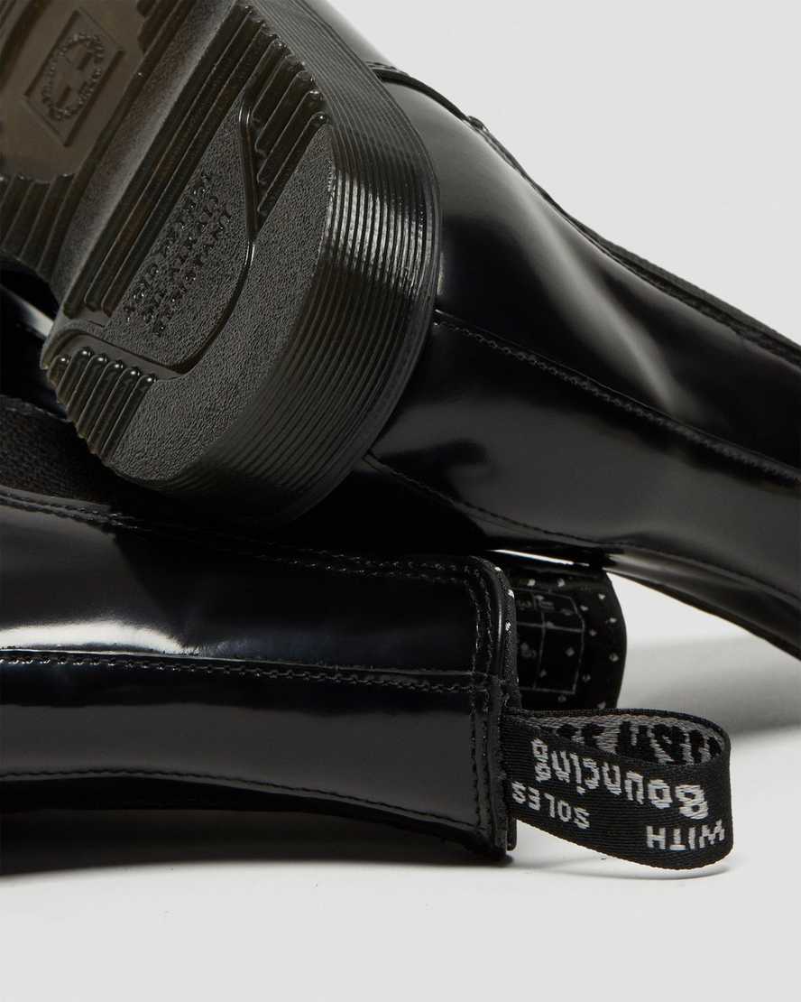 schwarze dr. martens flora smooth chelsea boots für damen