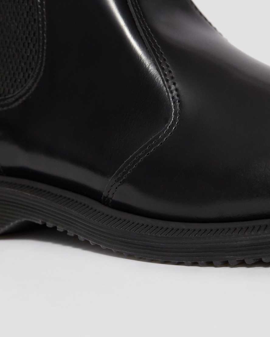 schwarze dr. martens flora smooth chelsea boots für damen