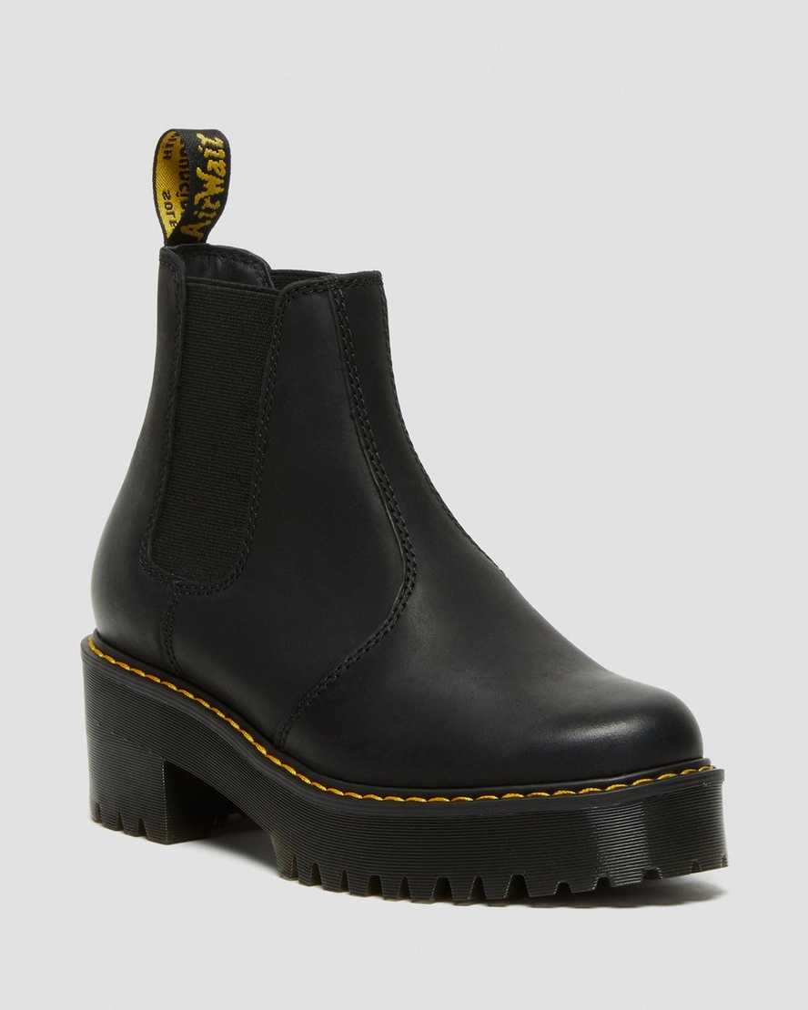 schwarze dr. martens rometty plateau-chelsea-boots für damen
