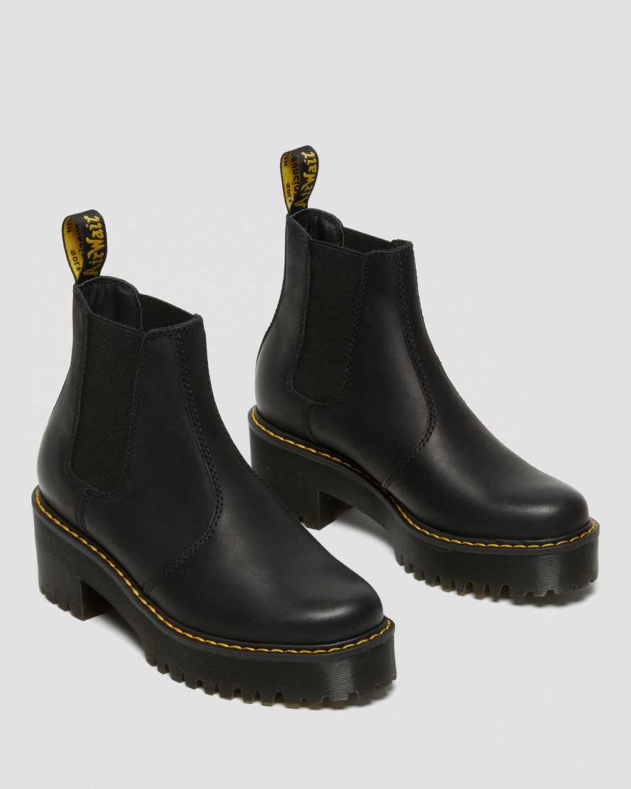 schwarze dr. martens rometty plateau-chelsea-boots für damen