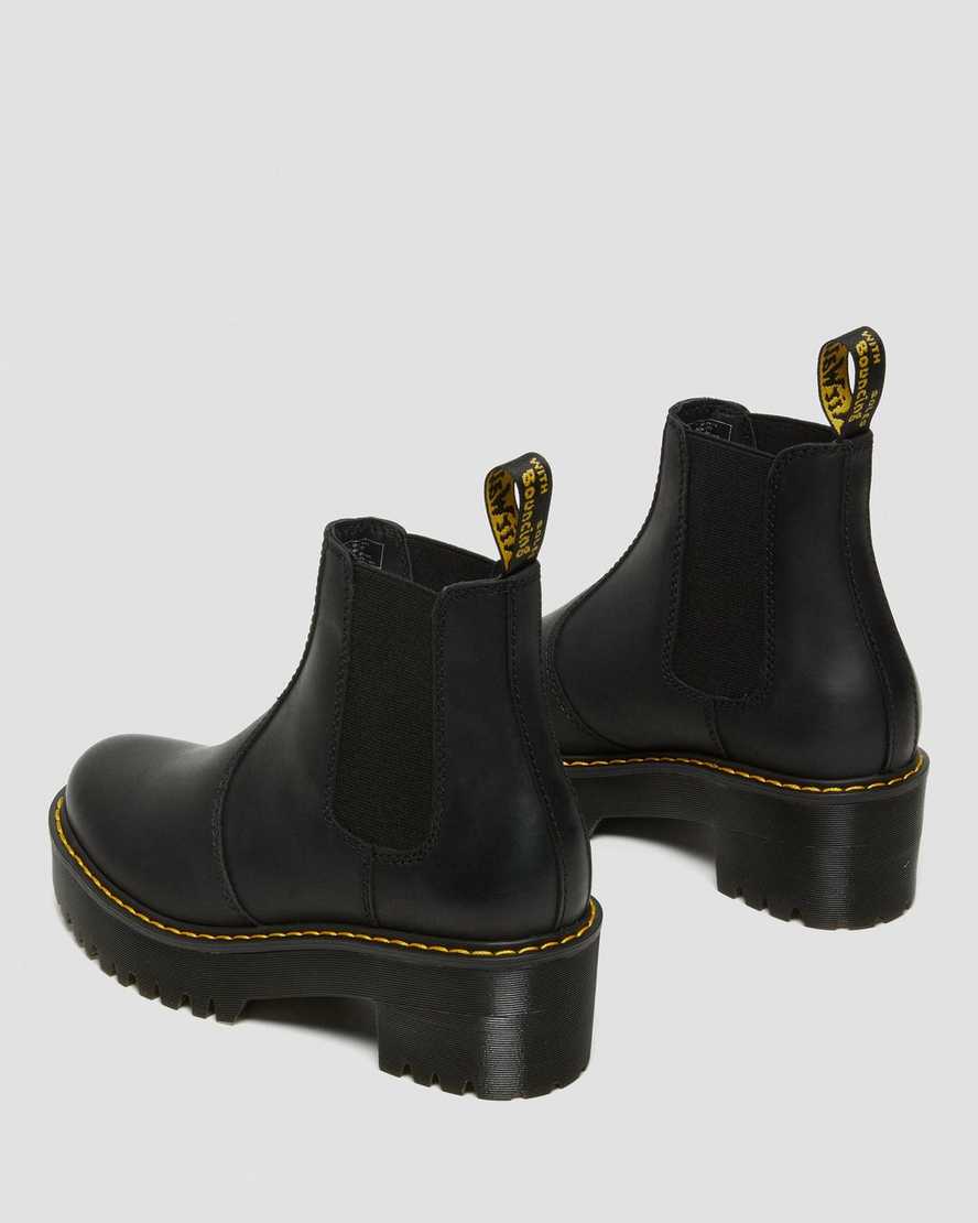 schwarze dr. martens rometty plateau-chelsea-boots für damen