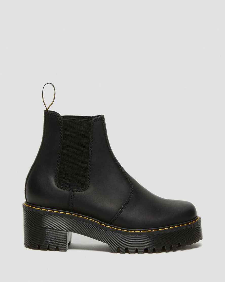 schwarze dr. martens rometty plateau-chelsea-boots für damen