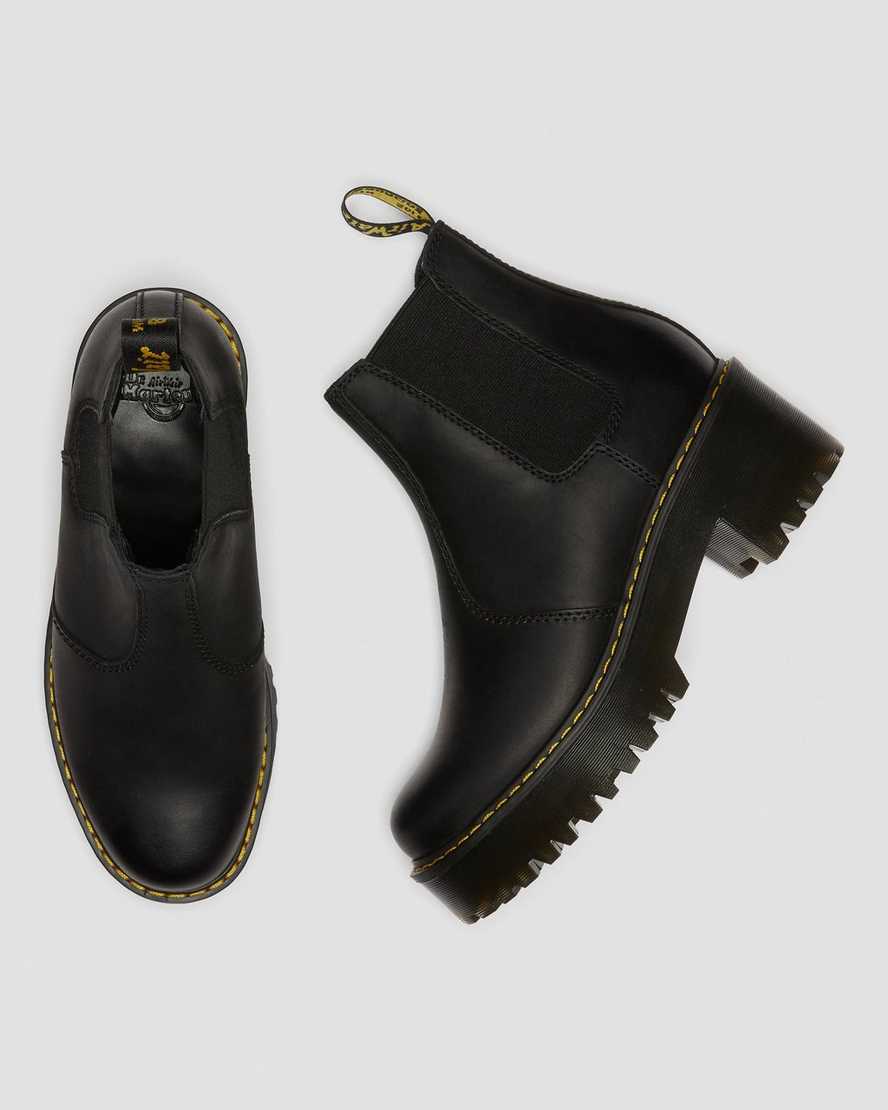 schwarze dr. martens rometty plateau-chelsea-boots für damen