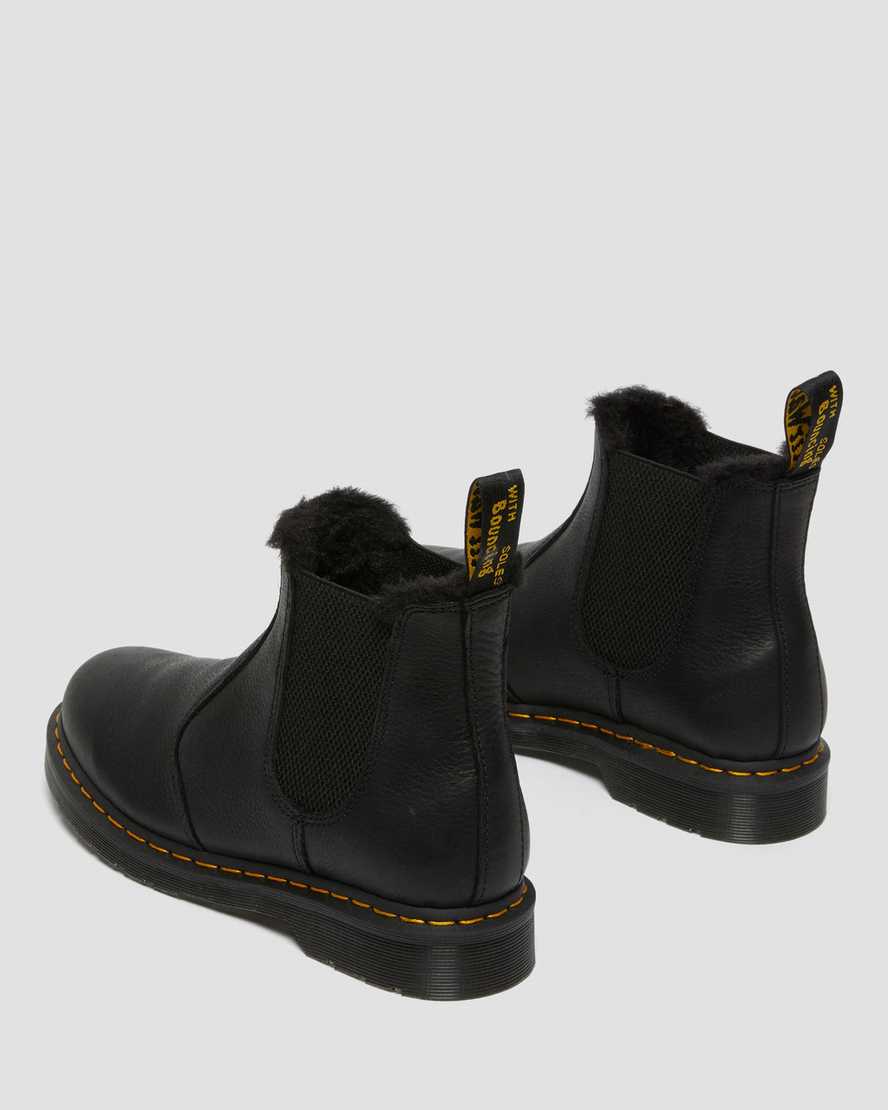 schwarze dr. martens 2976 chelsea boots für damen mit kunstfellfutter