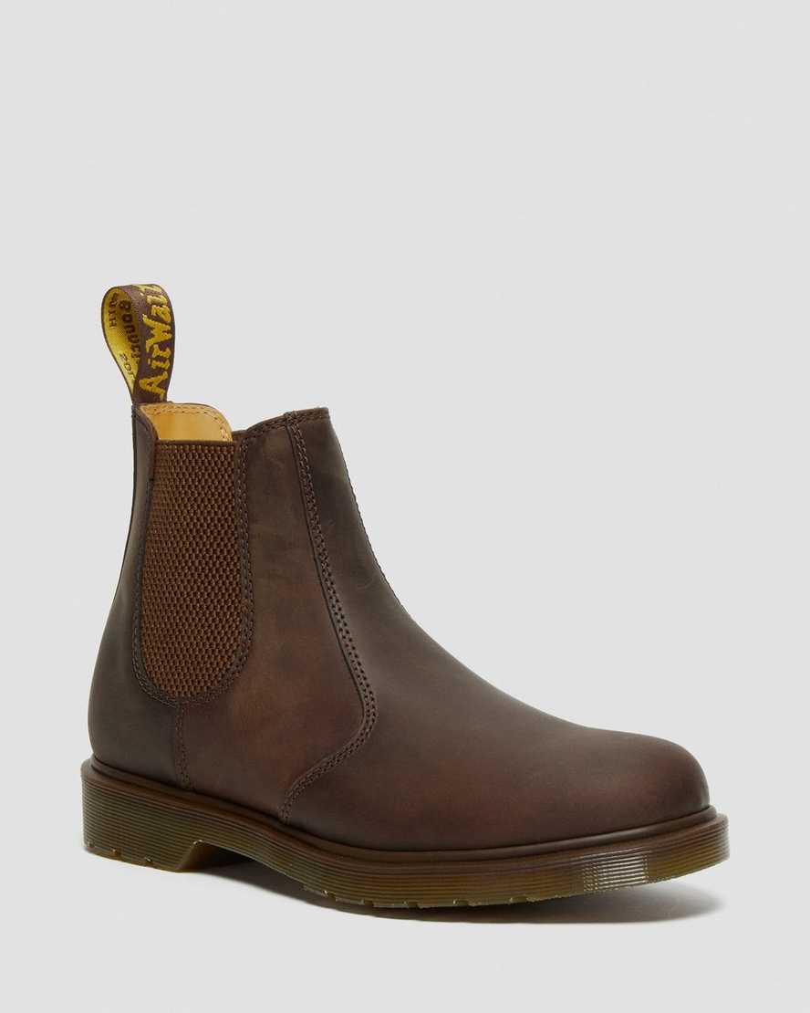 braune dr. martens 2976 crazy horse chelsea boots für damen