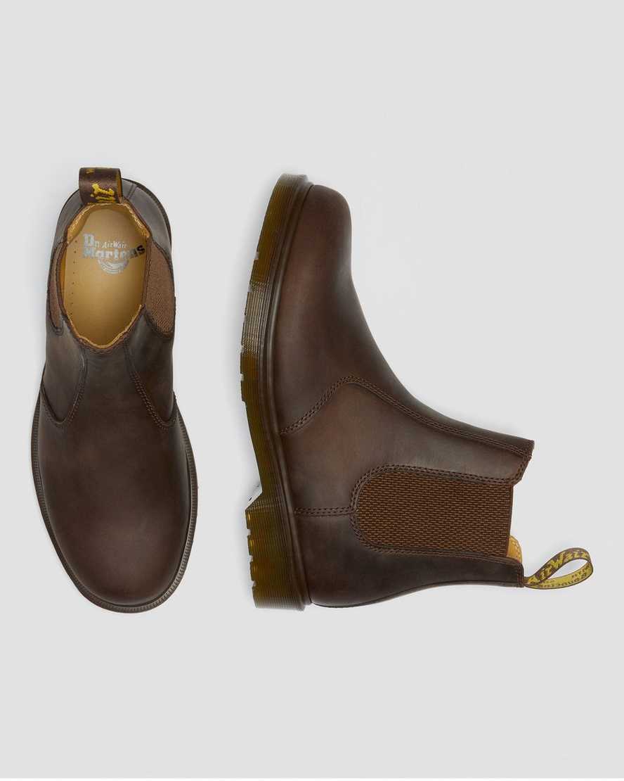 braune dr. martens 2976 crazy horse chelsea boots für damen