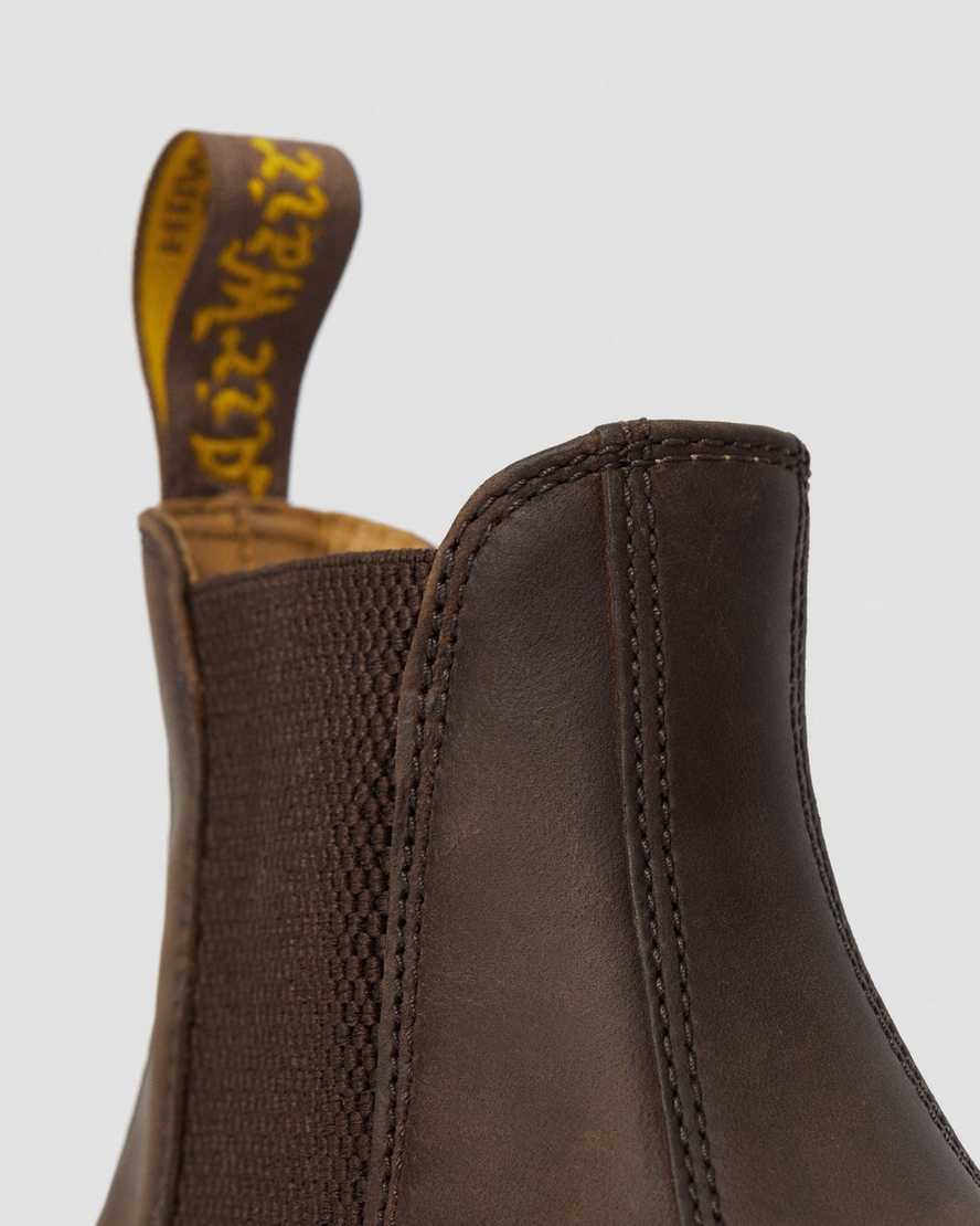 braune dr. martens 2976 crazy horse chelsea boots für damen