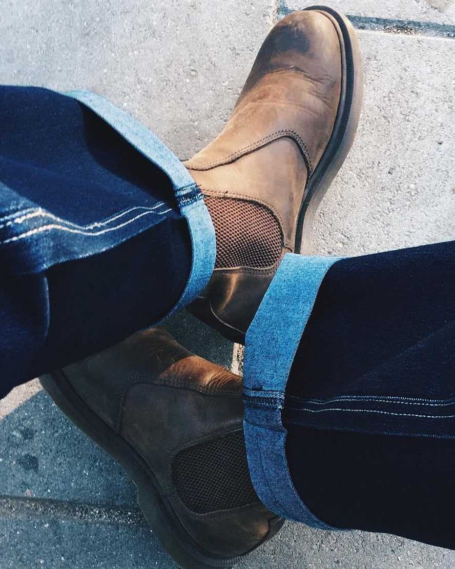 braune dr. martens 2976 crazy horse chelsea boots für damen