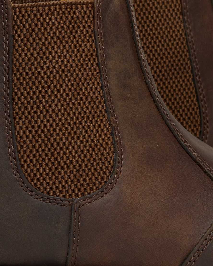 braune dr. martens 2976 crazy horse chelsea boots für damen