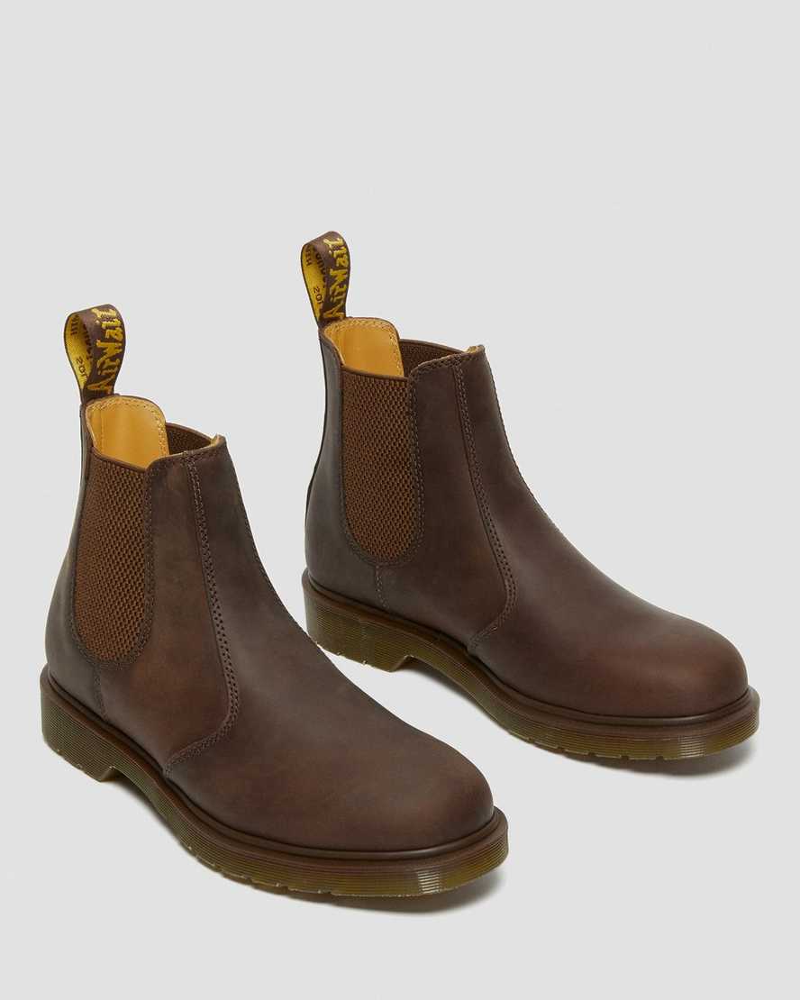 braune dr. martens 2976 crazy horse chelsea boots für damen