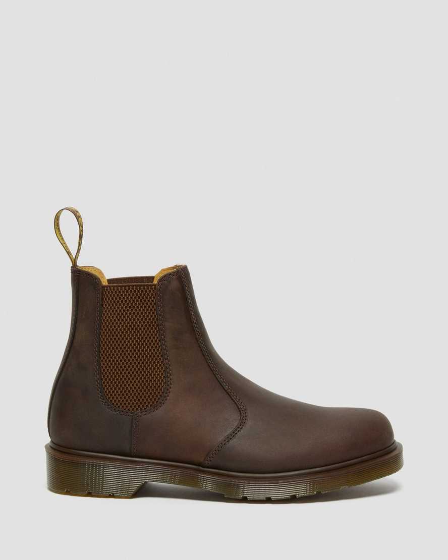 braune dr. martens 2976 crazy horse chelsea boots für damen