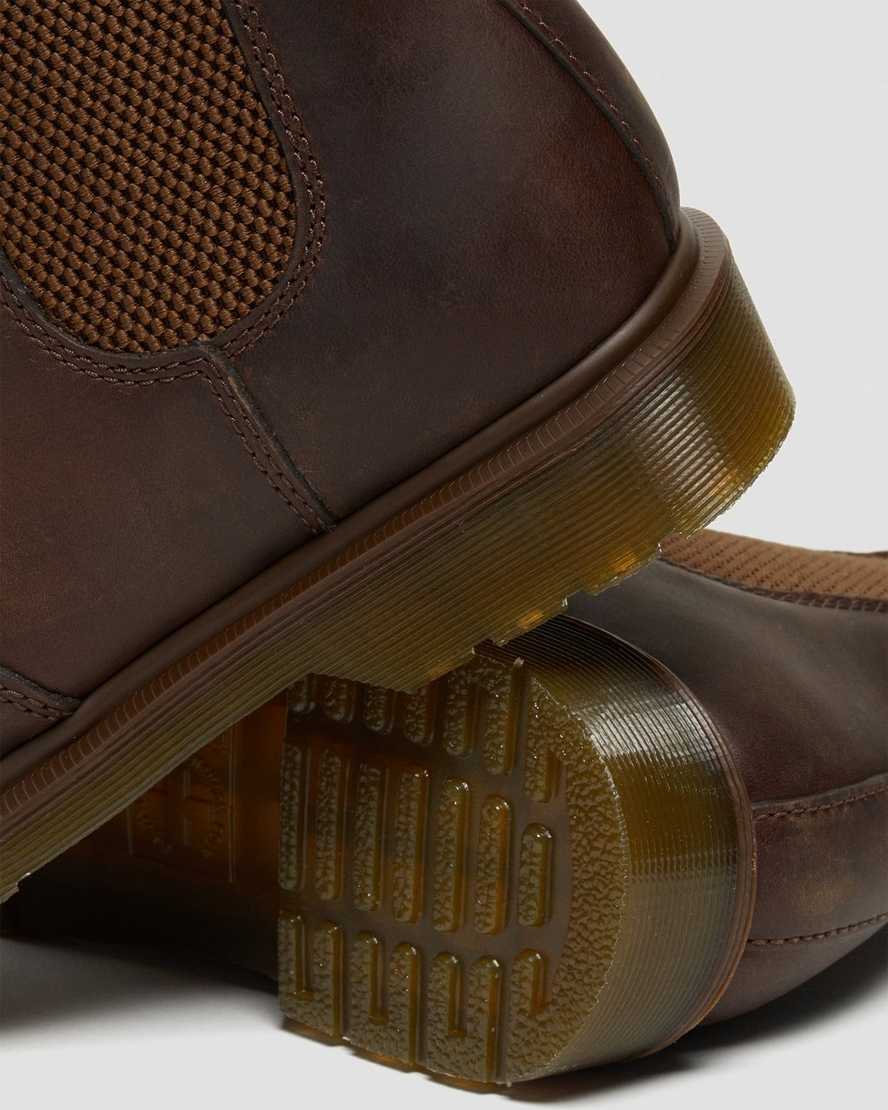 braune dr. martens 2976 crazy horse chelsea boots für damen