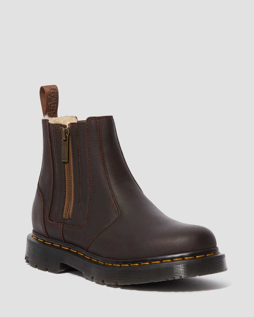 braune dr. martens 2976 dm wintergrip zip chelsea boots für damen