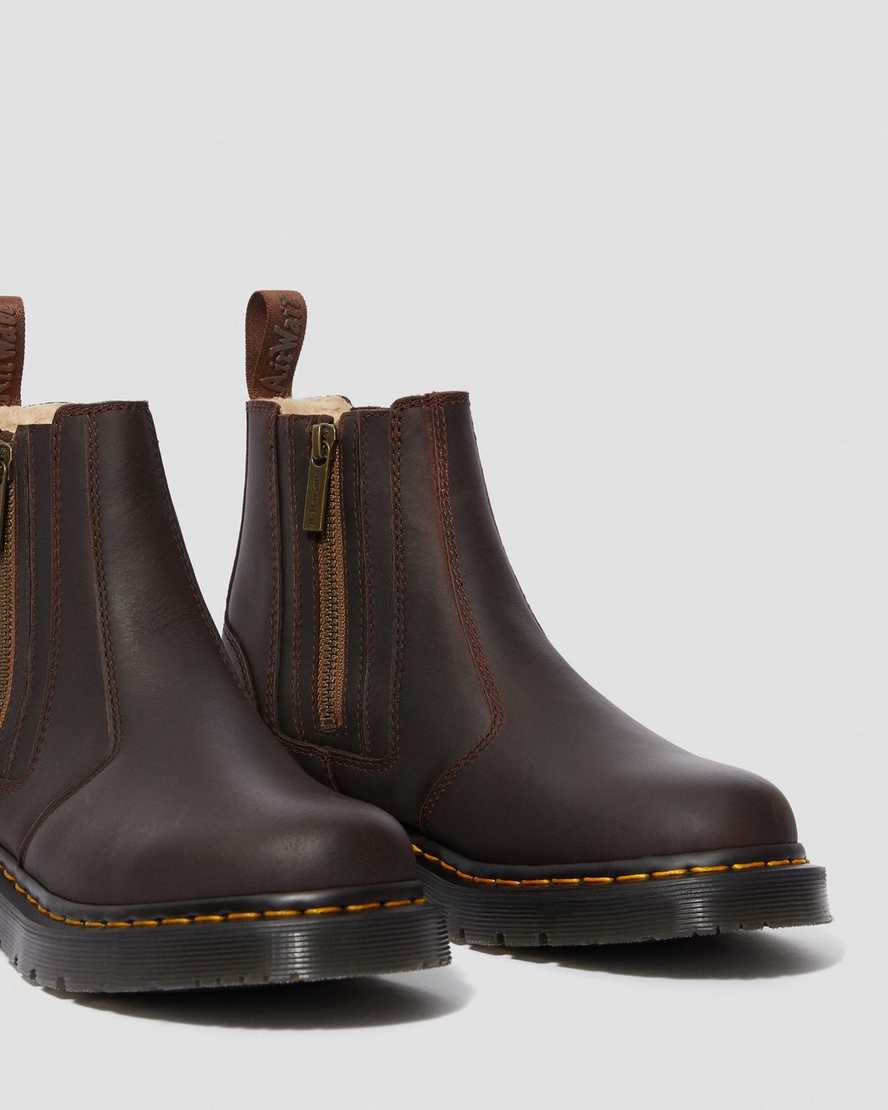 braune dr. martens 2976 dm wintergrip zip chelsea boots für damen