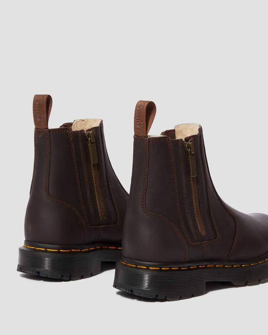 braune dr. martens 2976 dm wintergrip zip chelsea boots für damen