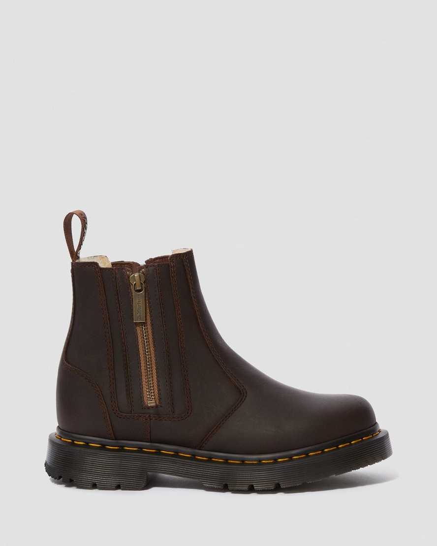 braune dr. martens 2976 dm wintergrip zip chelsea boots für damen