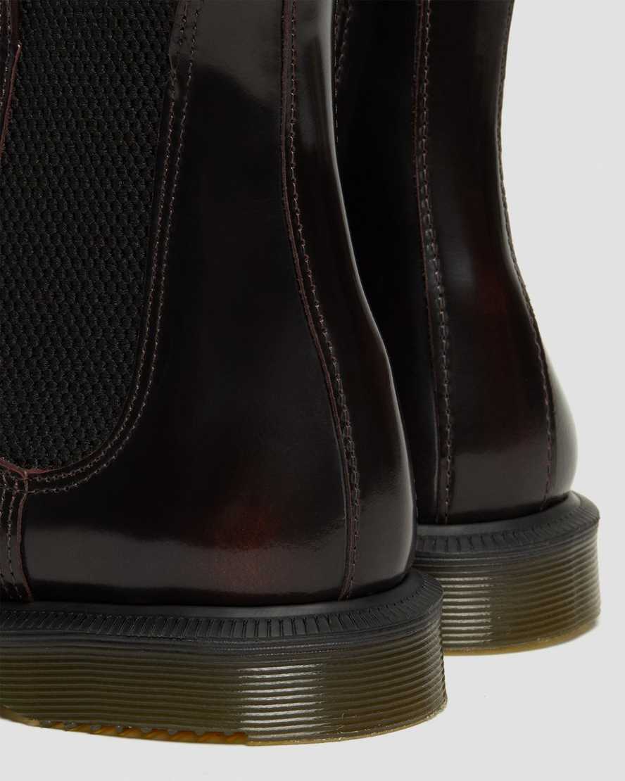 rote dr. martens flora arcadia chelsea boots für damen
