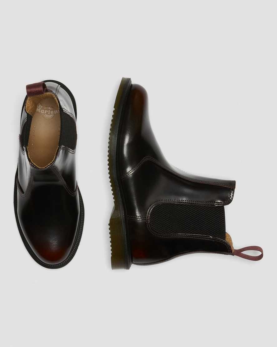 rote dr. martens flora arcadia chelsea boots für damen