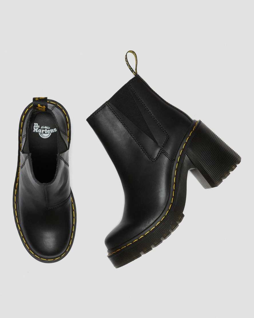 schwarze dr. martens spence chelsea boots mit ausgestelltem absatz für damen