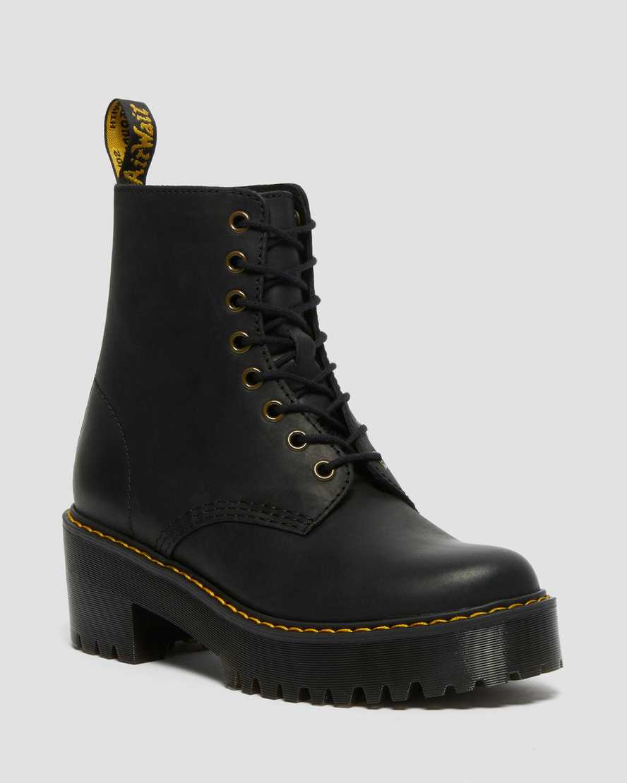 schwarze dr. martens shriver hi wyoming damenstiefel mit absatz