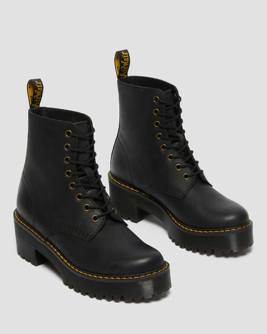 schwarze dr. martens shriver hi wyoming damenstiefel mit absatz