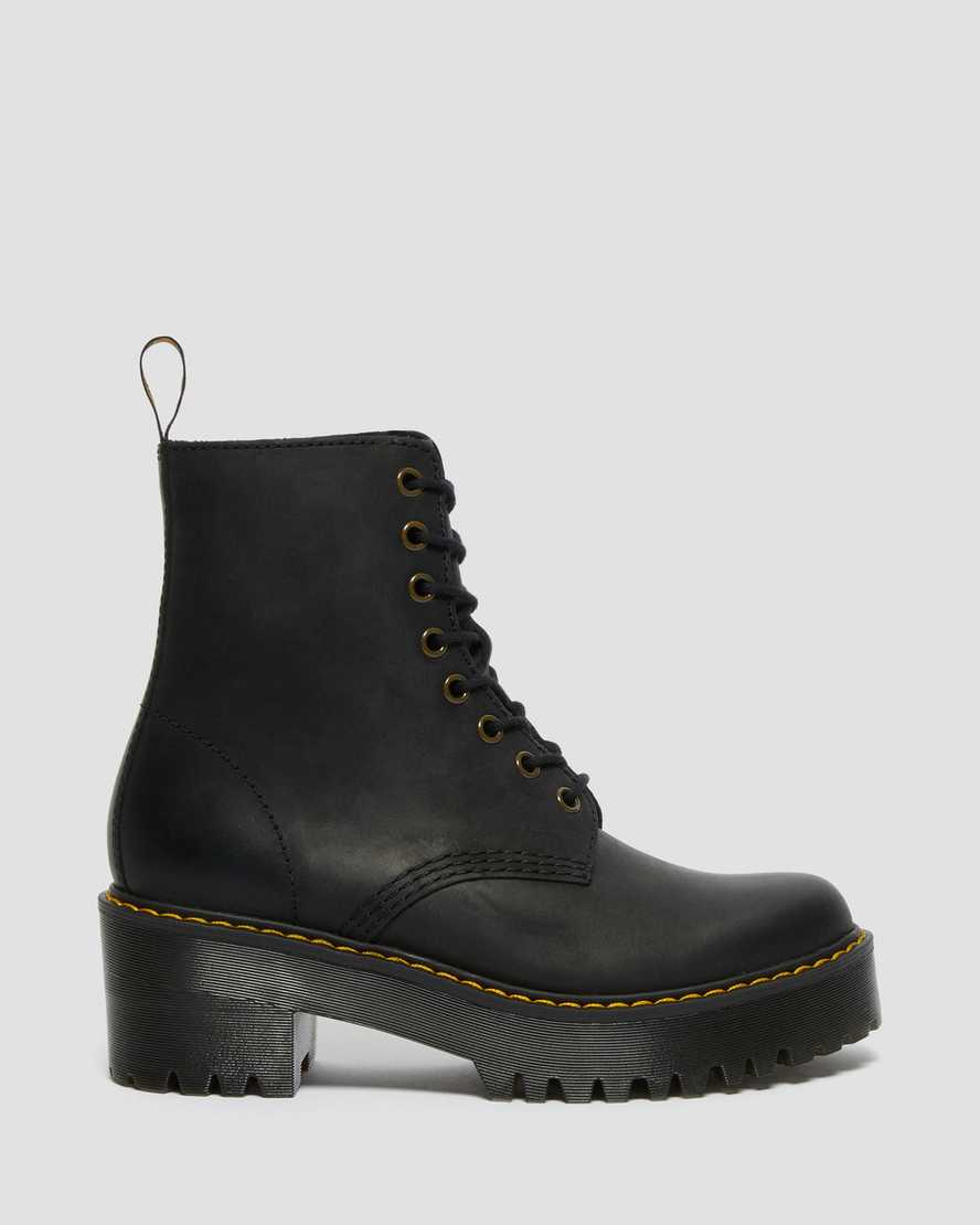 schwarze dr. martens shriver hi wyoming damenstiefel mit absatz