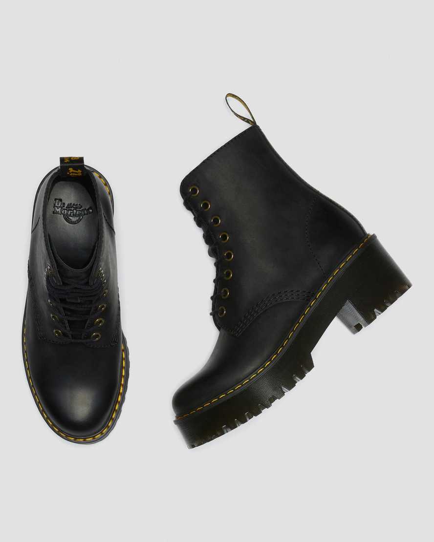 schwarze dr. martens shriver hi wyoming damenstiefel mit absatz